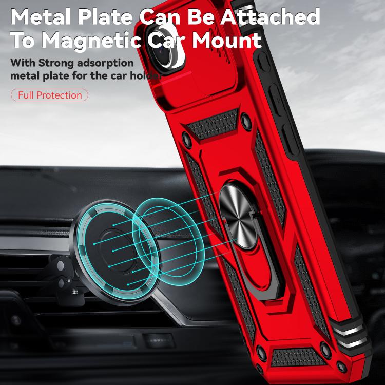 For iPhone 16e Sliding Camshield Holder Phone Case(Red)