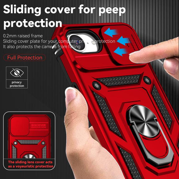 For iPhone 16e Sliding Camshield Holder Phone Case(Red)
