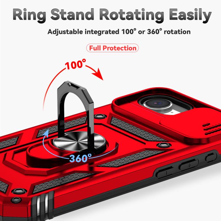 For iPhone 16e Sliding Camshield Holder Phone Case(Red)