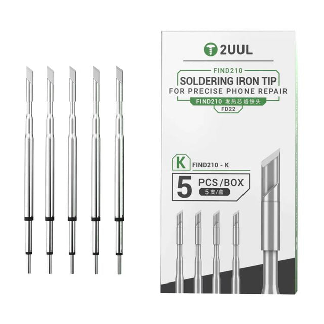 2uul 5 in 1 Soldering Iron Tips for Most C210 Soldering Station, Model:FD22 K