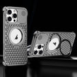 For iPhone 16 Pro R-JUST RJ-64 Aromatherapy Heat Dissipation MagSafe Phone Case with Stand(Grey) - free shipping - PMc TechLife - Order now!