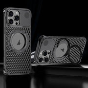 For iPhone 15 Pro R-JUST RJ-64 Aromatherapy Heat Dissipation MagSafe Phone Case with Stand(Black)