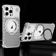 For iPhone 15 Pro R-JUST RJ-64 Aromatherapy Heat Dissipation MagSafe Phone Case with Stand(Silver) - free shipping - PMc TechLife - Order now!