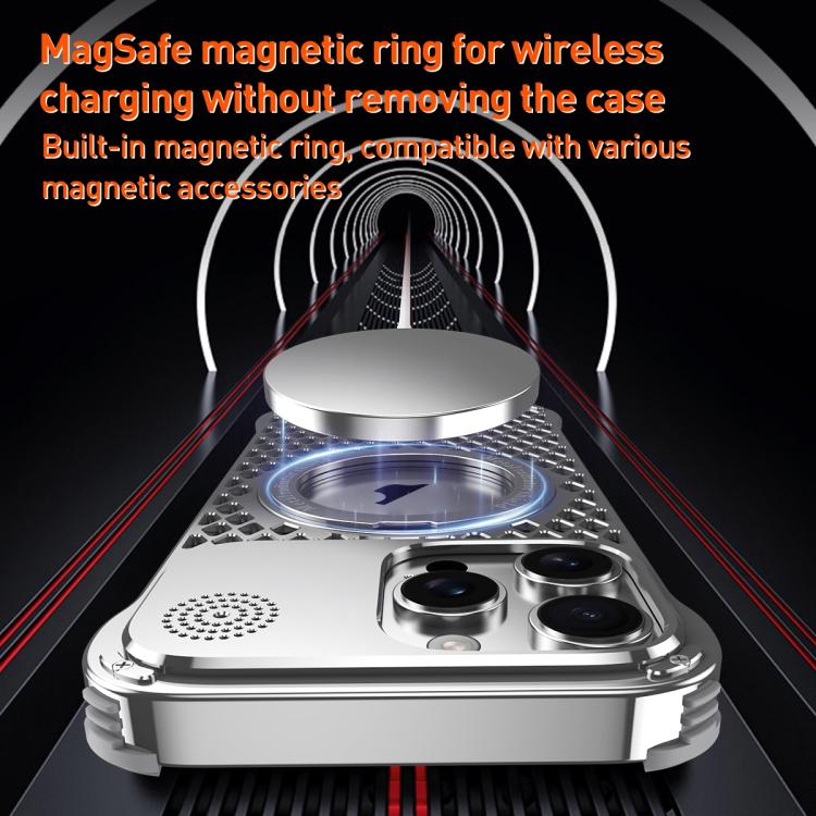 For iPhone 14 Pro R-JUST RJ-64 Aromatherapy Heat Dissipation MagSafe Phone Case with Stand(Grey)