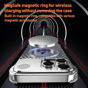 For iPhone 15 R-JUST RJ-64 Aromatherapy Heat Dissipation MagSafe Phone Case with Stand(Silver)