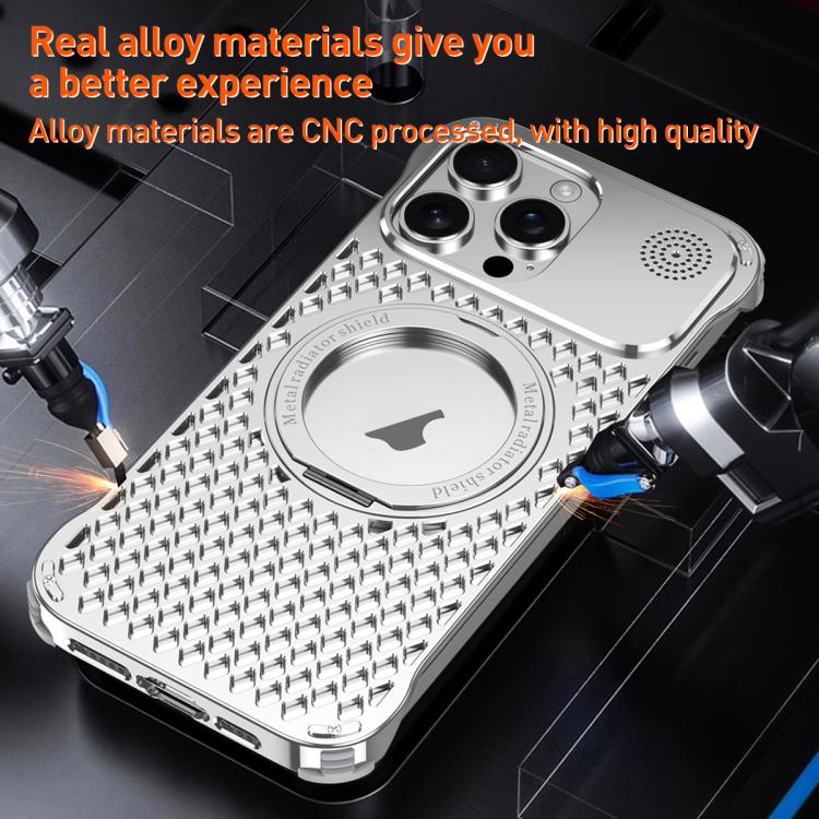For iPhone 15 Pro R-JUST RJ-64 Aromatherapy Heat Dissipation MagSafe Phone Case with Stand(Black)