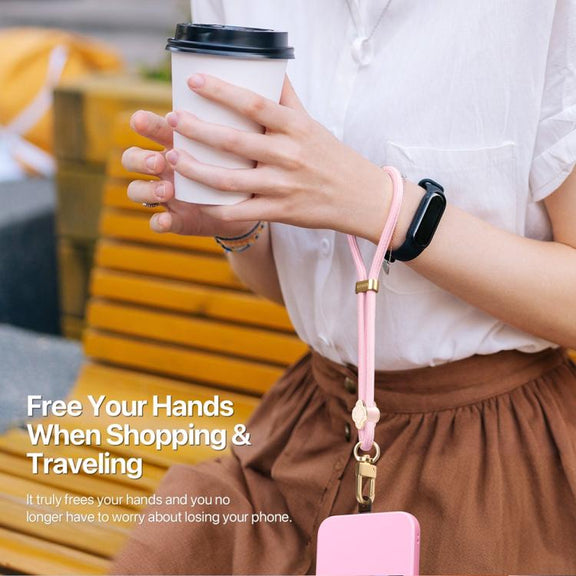 DUX DUCIS Garden Series Begonia Pattern Adjustable Short Phone Lanyard(Light Pink)