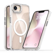 For iPhone 16e Dual-Color Clear Acrylic Hybrid TPU MagSafe Phone Case(Transparent)