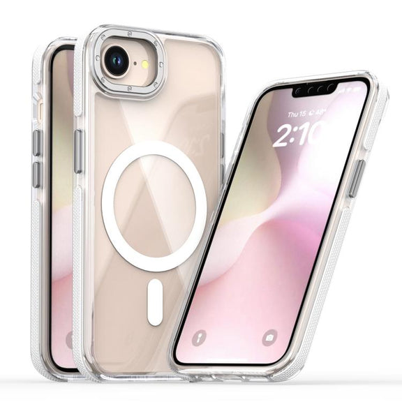 For iPhone 16e Dual-Color Clear Acrylic Hybrid TPU MagSafe Phone Case(Transparent)