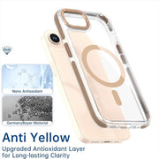 For iPhone 16e Dual-Color Clear Acrylic Hybrid TPU MagSafe Phone Case(Orange)
