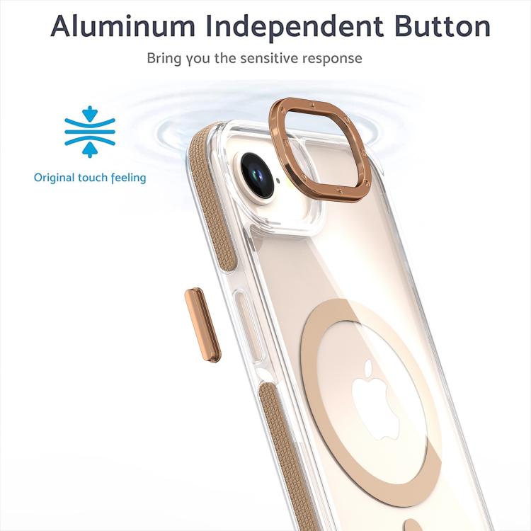 For iPhone 16e Dual-Color Clear Acrylic Hybrid TPU MagSafe Phone Case(Desert Gold)