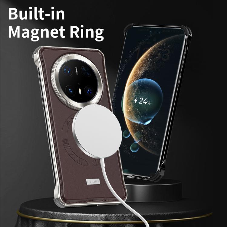 For Huawei Mate 70 Pro+ Metal Frameless MagSafe Leather Phone Case(Brown)