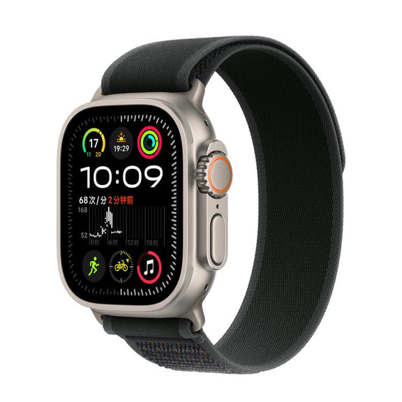For Apple Watch 42mm / 41mm / 40mm / 38mm Trail Loop Nylon Watch Band(Black + Natural Titanium Finish)