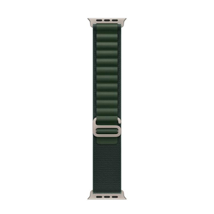 For Apple Watch 42mm / 41mm / 40mm / 38mm Alpine Loop Nylon Watch Band(Dark Green Silver Buckle)