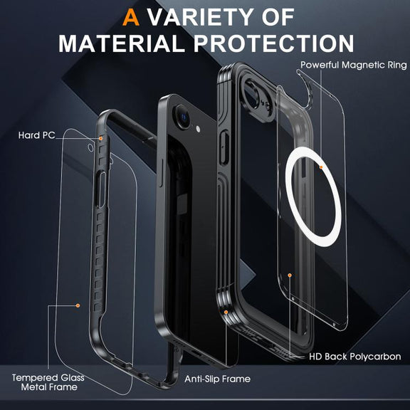 For iPhone 16e RedPepper Tempered Glass MagSafe Phone Case(Blue)