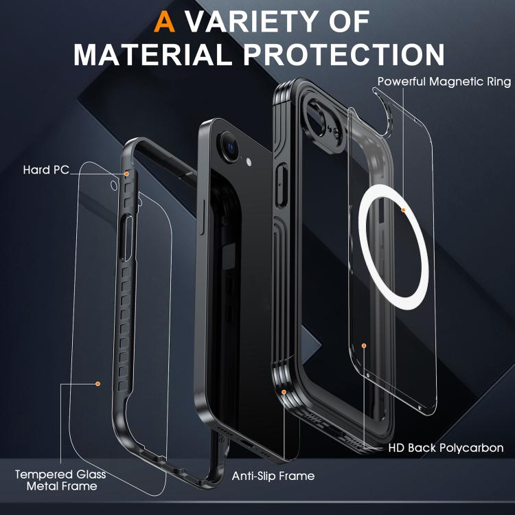 For iPhone 16e RedPepper Tempered Glass MagSafe Phone Case(Blue)