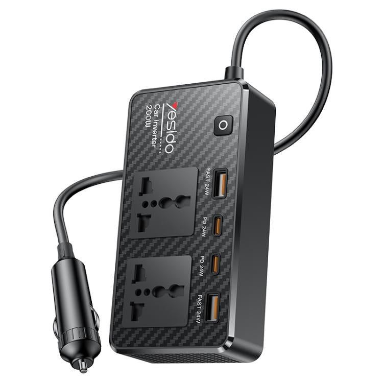 Yesido VC07 200W AC220V Multifunctional Car Inverter(Black)