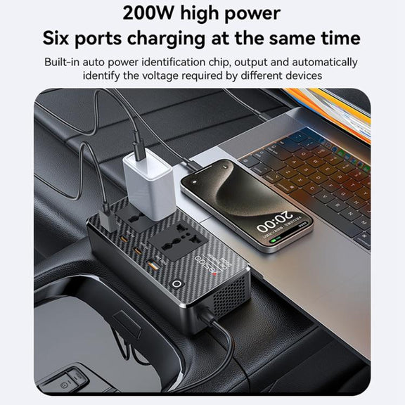 Yesido VC07 200W AC220V Multifunctional Car Inverter(Black)