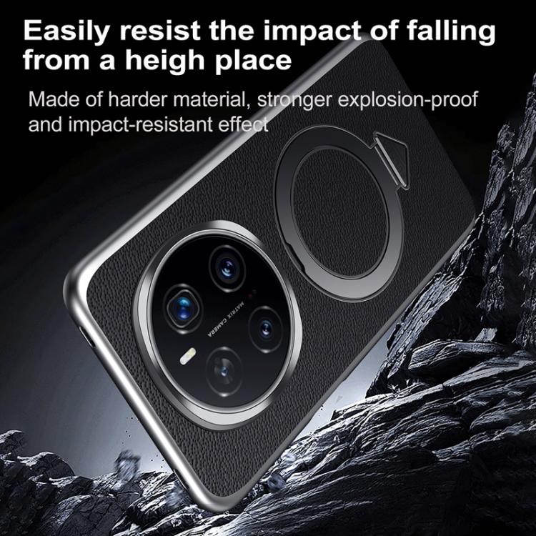 For Honor Magic7 SULADA Top Grain Leather MagSafe Magnetic Holder Phone Case(Blue)