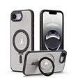 For iPhone 16e Airbag MagSafe Shockproof Frosted Phone Case with Fold Holder(Black) - iPhone 16e Cases by PMC TechLife | Online Shopping South Africa | PMC TechLife | Buy Now Pay Later Mobicred