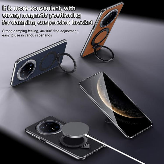 For Huawei Mate 70 SULADA Top Grain Leather MagSafe Magnetic Holder Phone Case(Black)