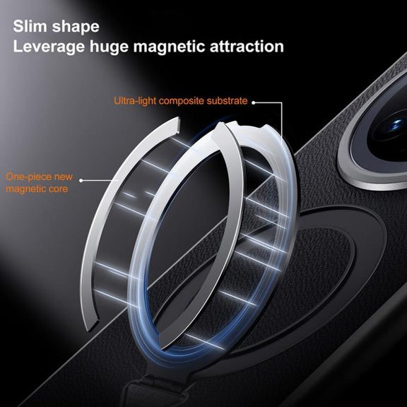 For Huawei Mate 70 SULADA Top Grain Leather MagSafe Magnetic Holder Phone Case(Black)