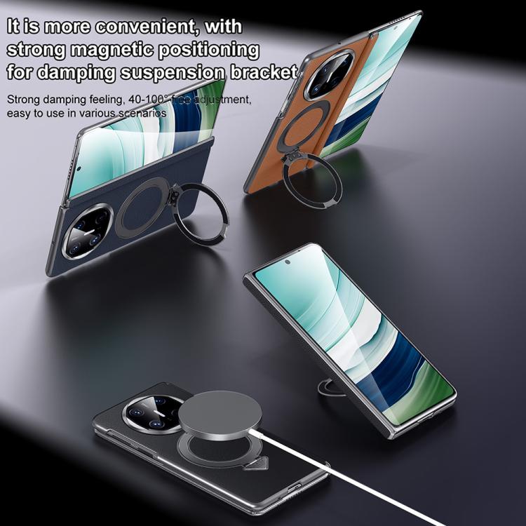 For Huawei Mate X6 SULADA Top Grain Leather MagSafe Magnetic Holder Phone Case(Green)
