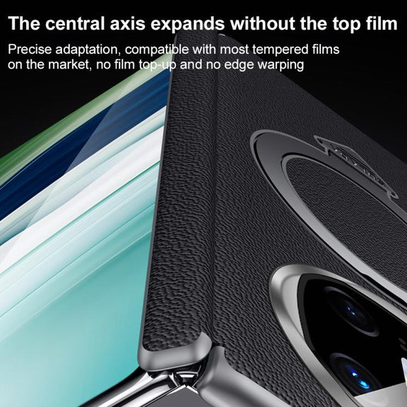 For Huawei Mate X6 SULADA Top Grain Leather MagSafe Magnetic Holder Phone Case(Green)