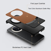 For Huawei Mate 70 SULADA Frameless Top Layer Cowhide Leather Hybrid PC Phone Case(Red)