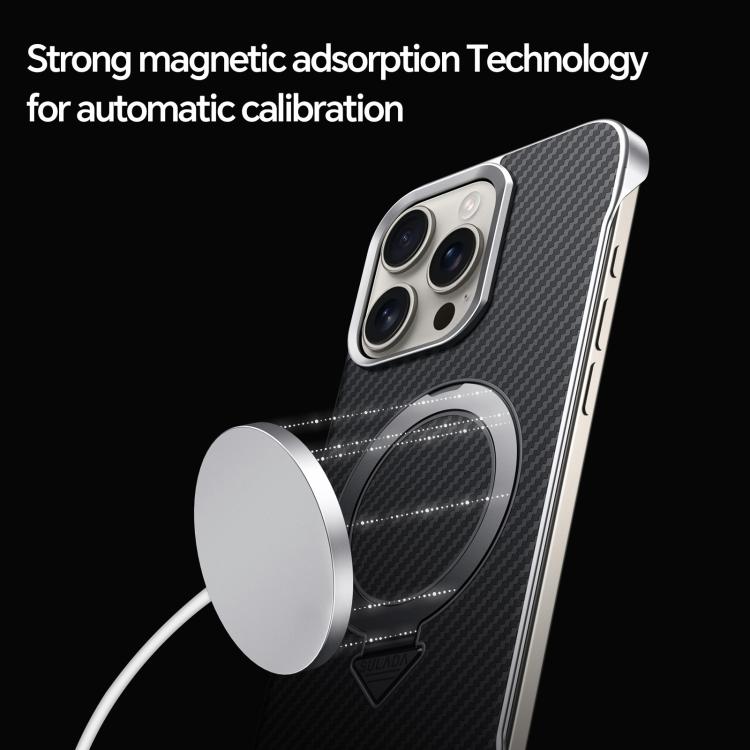 For iPhone 16 Plus SULADA Kevlar Texture MagSafe Magnetic Holder Phone Case(Purple)