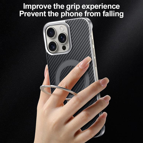 For iPhone 16 Plus SULADA Kevlar Texture MagSafe Magnetic Holder Phone Case(Brown)