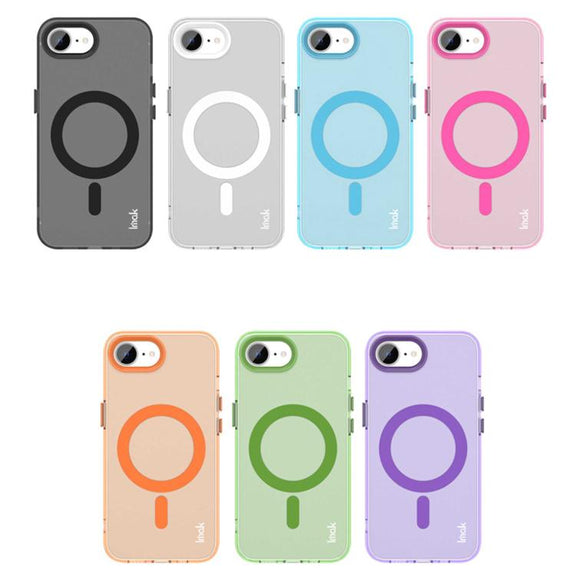 For iPhone 16e IMAK Candy Series Shockproof MagSafe Phone Case(Blue)