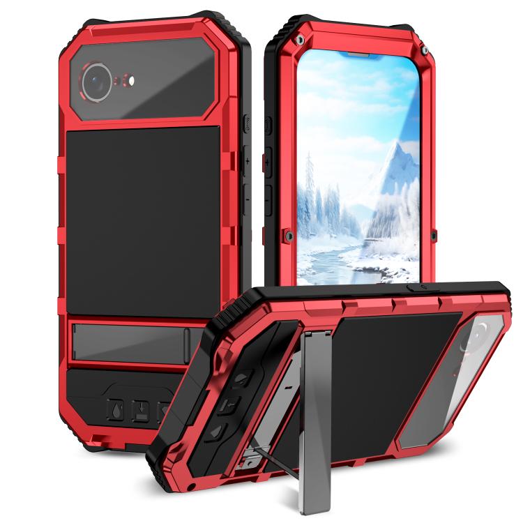 For iPhone 16e IP68 Water-resistant Dustproof Shockproof Holder Phone Case(Red)