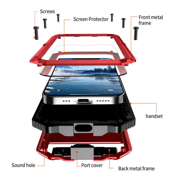 For iPhone 16e IP68 Water-resistant Dustproof Shockproof Holder Phone Case(Red)