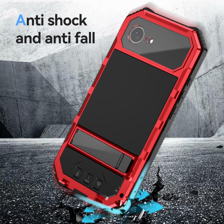 For iPhone 16e IP68 Water-resistant Dustproof Shockproof Holder Phone Case(Red)