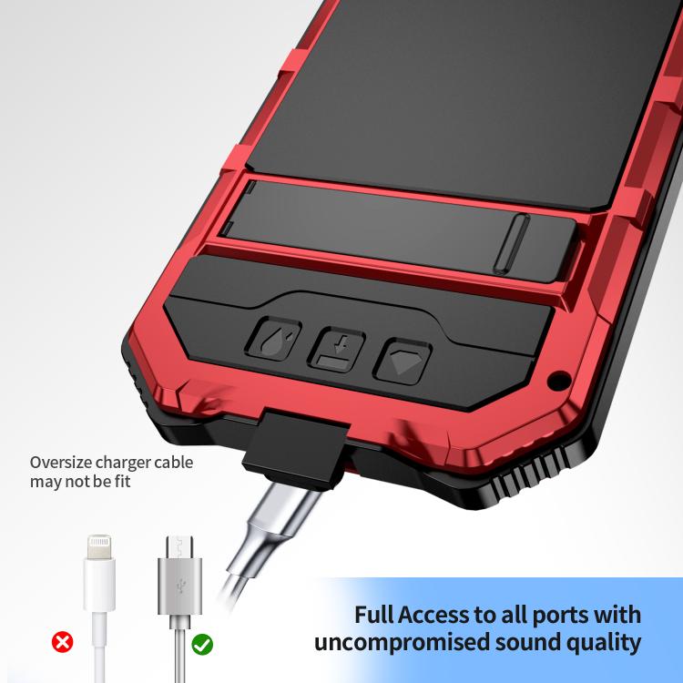 For iPhone 16e IP68 Water-resistant Dustproof Shockproof Holder Phone Case(Red)