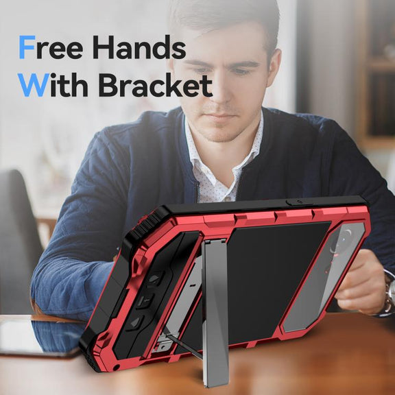For iPhone 16e IP68 Water-resistant Dustproof Shockproof Holder Phone Case(Red)