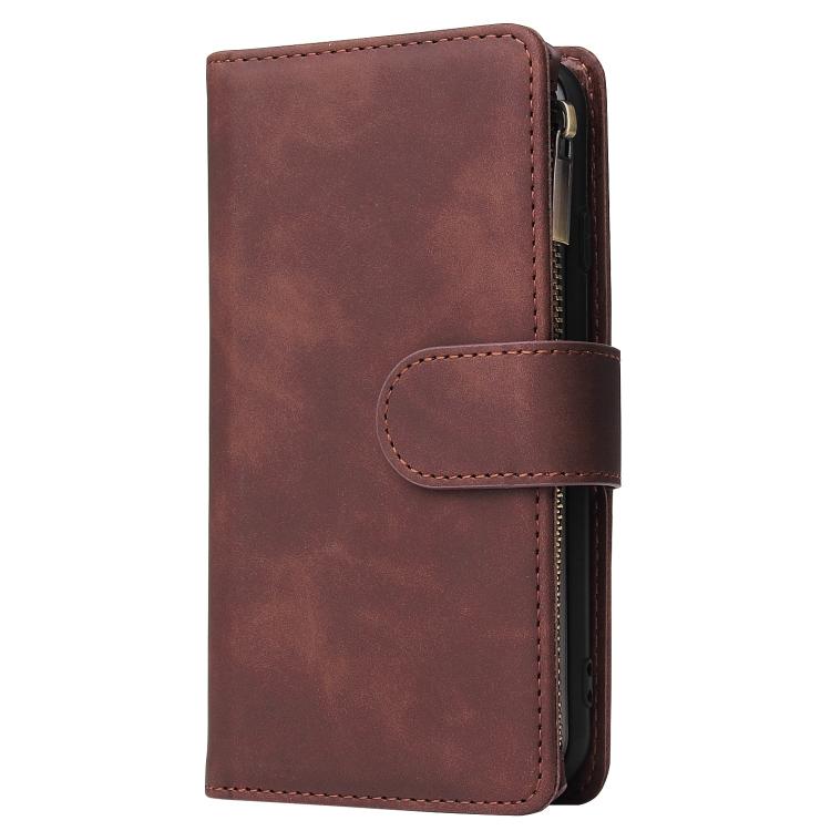 For iPhone 16e Multifunctional Multi-Card Wallet Phone Leather Case(Coffee)