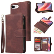 For iPhone 16e Multifunctional Multi-Card Wallet Phone Leather Case(Coffee)