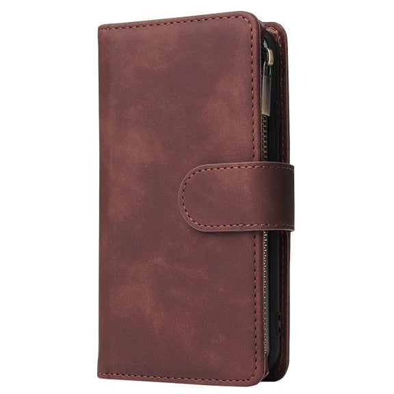 For iPhone 16e Multifunctional Multi-Card Wallet Phone Leather Case(Coffee)