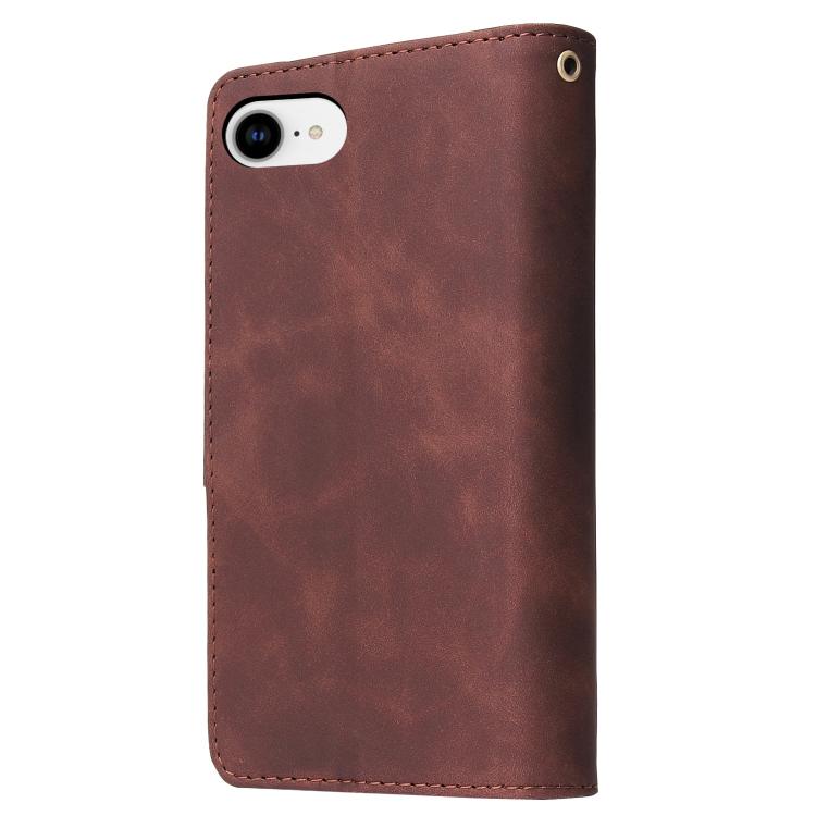For iPhone 16e Multifunctional Multi-Card Wallet Phone Leather Case(Coffee)