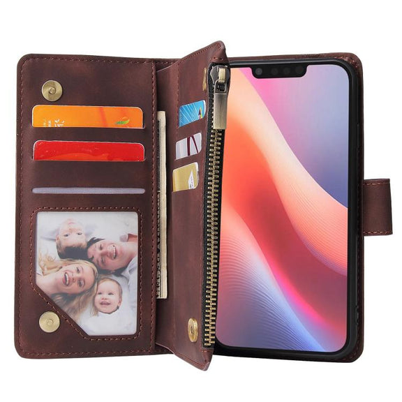 For iPhone 16e Multifunctional Multi-Card Wallet Phone Leather Case(Coffee)