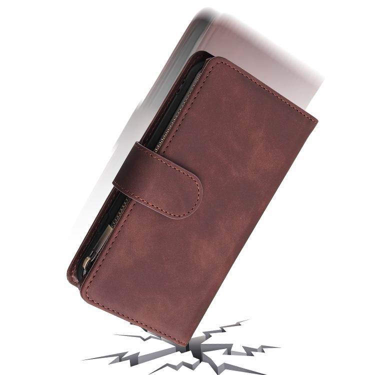For iPhone 16e Multifunctional Multi-Card Wallet Phone Leather Case(Coffee)