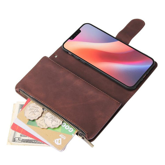 For iPhone 16e Multifunctional Multi-Card Wallet Phone Leather Case(Coffee)