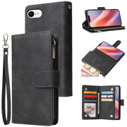 For iPhone 16e Multifunctional Multi-Card Wallet Phone Leather Case(Black)