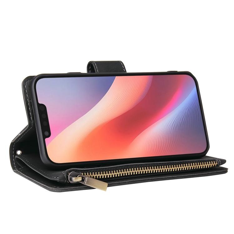 For iPhone 16e Multifunctional Multi-Card Wallet Phone Leather Case(Black)