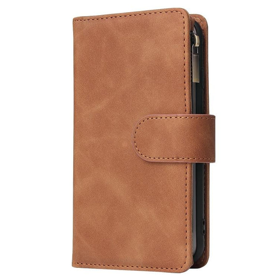 For iPhone 16e Multifunctional Multi-Card Wallet Phone Leather Case(Brown)