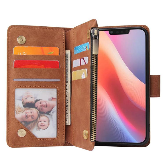 For iPhone 16e Multifunctional Multi-Card Wallet Phone Leather Case(Brown)