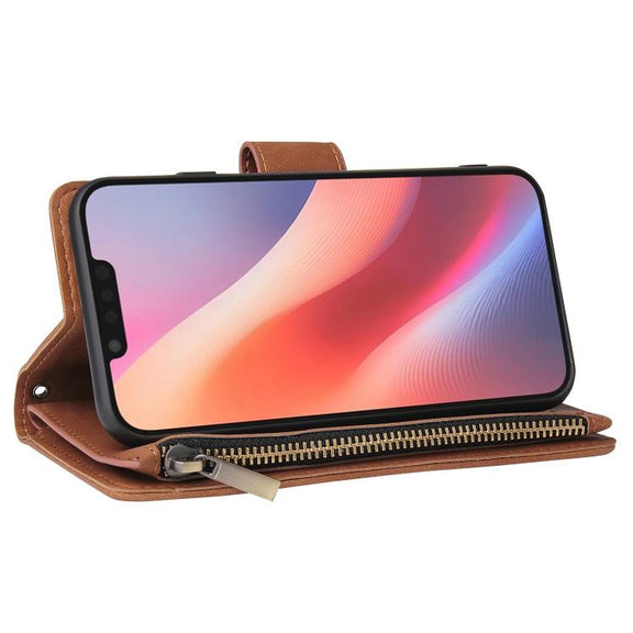 For iPhone 16e Multifunctional Multi-Card Wallet Phone Leather Case(Brown)