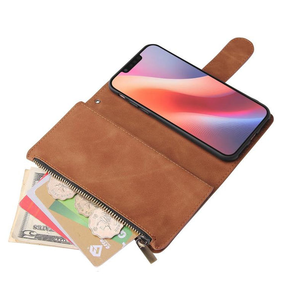 For iPhone 16e Multifunctional Multi-Card Wallet Phone Leather Case(Brown)